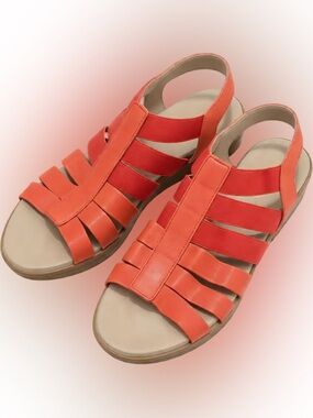 Munro Orange/Red Strappy Slingback Sandals